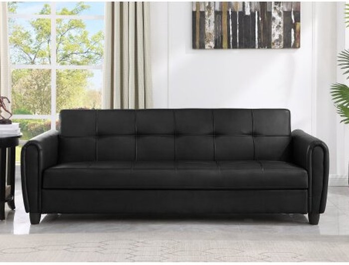 The Range | Humza Amani Sofa Bed with Hidden Storage PU Leather (Black) Zinc 3STR - black Humza Amani Sofa Bed with Hidden Storage PU Leather (Black) Zinc 3STR - black