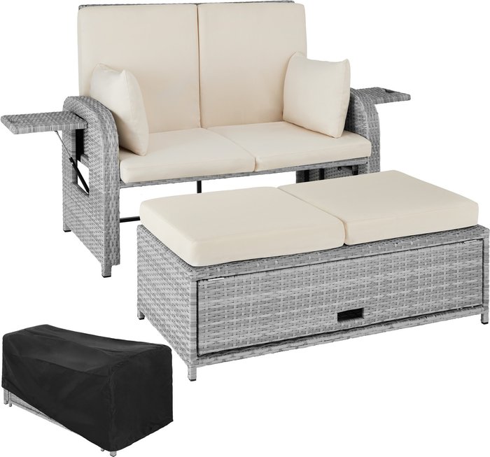 The Range | TECTAKE Tectake Rattan Sofa Crete Grey TECTAKE Tectake Rattan Sofa Crete Grey