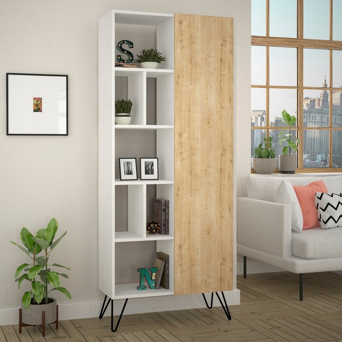 The Range | Decortie Jedda Modern Bookcase Display Unit Mocha Grey - Oak Decortie Jedda Modern Bookcase Display Unit Mocha Grey - Oak
