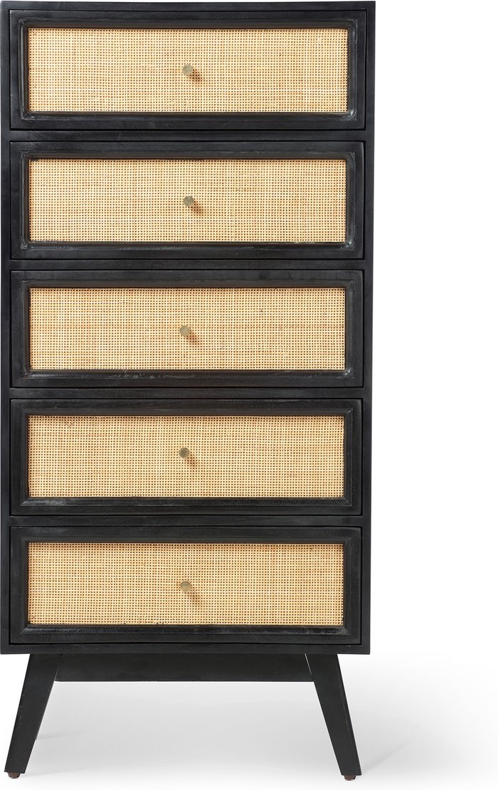 The Range | Desser Desser Venice Tall 5 Rattan Drawer Unit In Black Desser Desser Venice Tall 5 Rattan Drawer Unit In Black