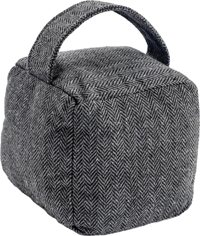 The Range | Nicola Spring 16 x 16cm Herringbone Door Stop - Grey Nicola Spring 16 x 16cm Herringbone Door Stop - Grey