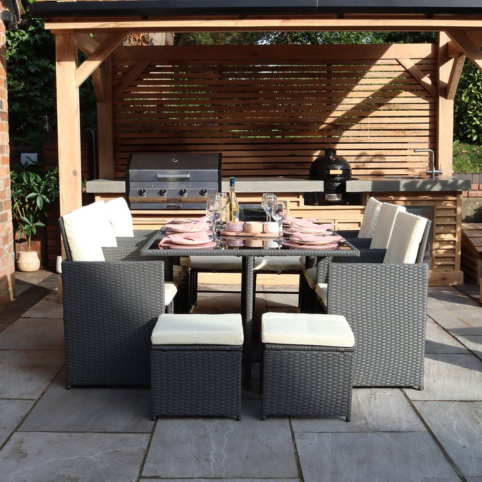 The Range | Royalcraft Cannes Grey 10 Seater Cube Set Grey Royalcraft Cannes Grey 10 Seater Cube Set Grey