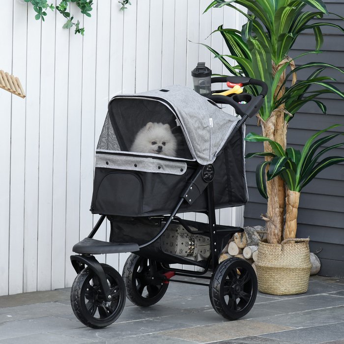 The Range | PawHut PawHut Folding 3 Wheel Pet Stroller for Travel w/ Adjustable Canopy & Storage - Grey PawHut PawHut Folding 3 Wheel Pet Stroller for Travel w/ Adjustable Canopy & Storage - Grey