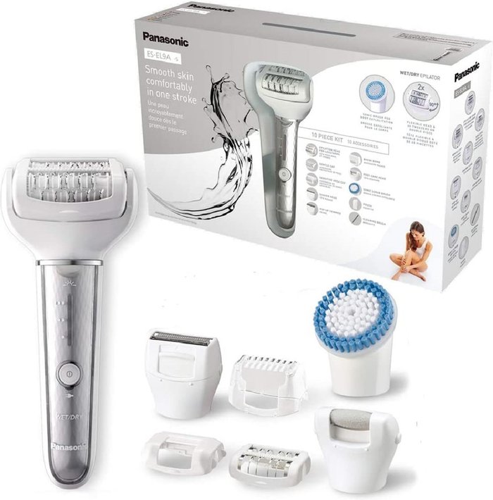 The Range | Panasonic PANASONIC ES-EL9A 8-in-1 Wet & Dry Epilator - White & Silver Panasonic PANASONIC ES-EL9A 8-in-1 Wet & Dry Epilator - White & Silver