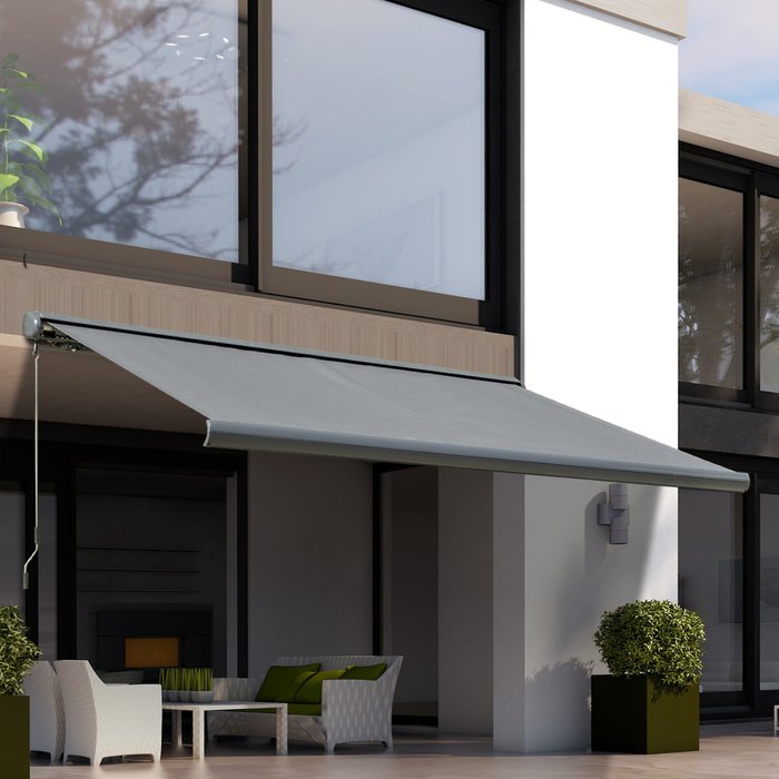 The Range | Outsunny Outsunny 3x2.5M Led Light Cassette Electric Awning Door Window Sun Shade Grey Outsunny Outsunny 3x2.5M Led Light Cassette Electric Awning Door Window Sun Shade Grey