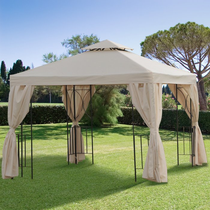 The Range | Outsunny 3x3m Garden Metal Gazebo - Beige Outsunny 3x3m Garden Metal Gazebo - Beige