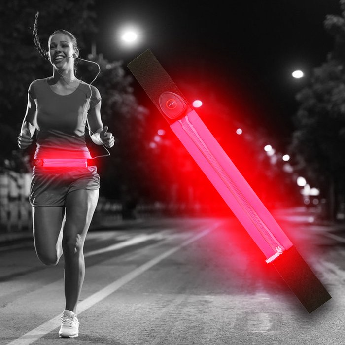 The Range | Ultra Lightweight LED Running Belt USB Rechargeable Waistpack - Red Ultra Lightweight LED Running Belt USB Rechargeable Waistpack - Red