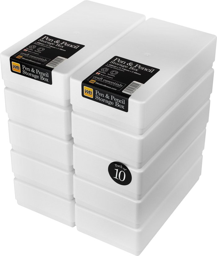 The Range | WestonBoxes Plastic Storage Boxes with Lids for Pens, Pencils and Stationery - White / 1.5kg WestonBoxes Plastic Storage Boxes with Lids for Pens, Pencils and Stationery - White / 1.5kg