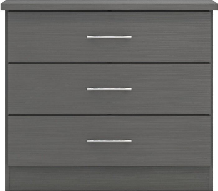 The Range | Seconique Nevada 3 Drawer Chest - 3D Effect Grey Seconique Nevada 3 Drawer Chest - 3D Effect Grey