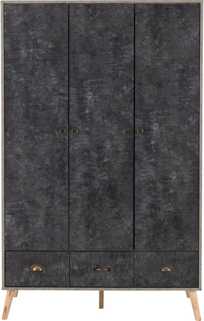 The Range | Seconique Nordic 3 Door 3 Drawer Wardrobe - Concrete Effect Seconique Nordic 3 Door 3 Drawer Wardrobe - Concrete Effect