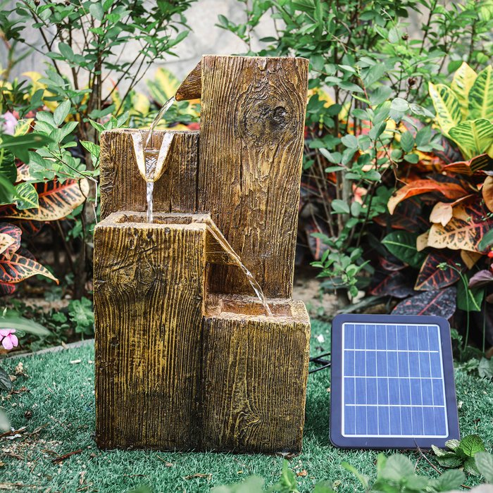 The Range | Livingandhome Solar LED Light Water Feature Pump Fountain Waterfall Rockery Decor - Golden / 27cm Livingandhome Solar LED Light Water Feature Pump Fountain Waterfall Rockery Decor - Golden / 27cm
