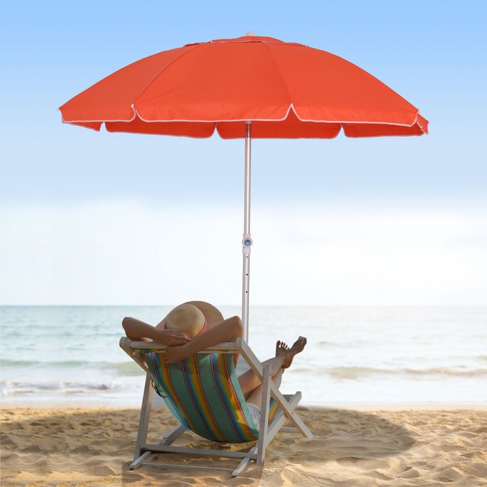 The Range | Outsunny 1.9m Arced Beach Umbrella - Orange Outsunny 1.9m Arced Beach Umbrella - Orange