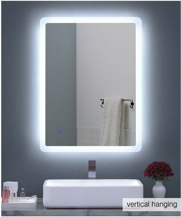 The Range | BELOFAY BELOFAY Bathroom LED Mirror Anti-fog LED Tempered Wall Mirror with Demister Pad - Silver / 45cm BELOFAY BELOFAY Bathroom LED Mirror Anti-fog LED Tempered Wall Mirror with Demister Pad - Silver / 45cm
