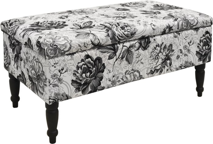 The Range | Techstyle Techstyle Black Rose Storage Ottoman Stool / Blanket Box / Padded Trunk Black / White Techstyle Techstyle Black Rose Storage Ottoman Stool / Blanket Box / Padded Trunk Black / White