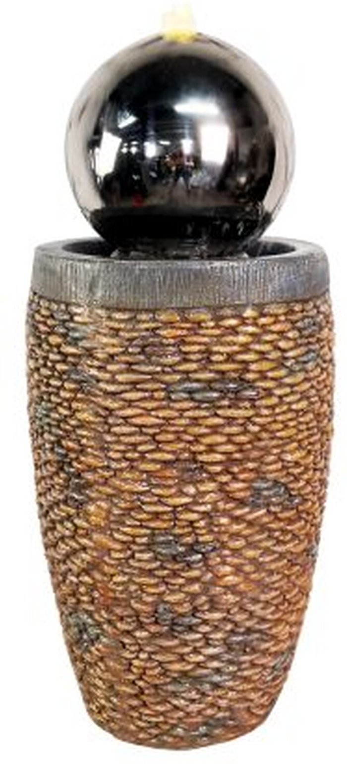 The Range | Tranquility Water Features Sphere with Pebble Column Mains Powered Water Feature - Grey Tranquility Water Features Sphere with Pebble Column Mains Powered Water Feature - Grey