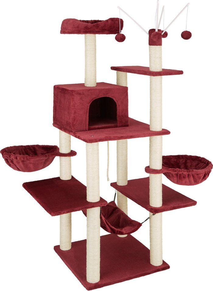 The Range | TECTAKE Tectake Cat Tree Scratching Post Lilou - Burgundy TECTAKE Tectake Cat Tree Scratching Post Lilou - Burgundy