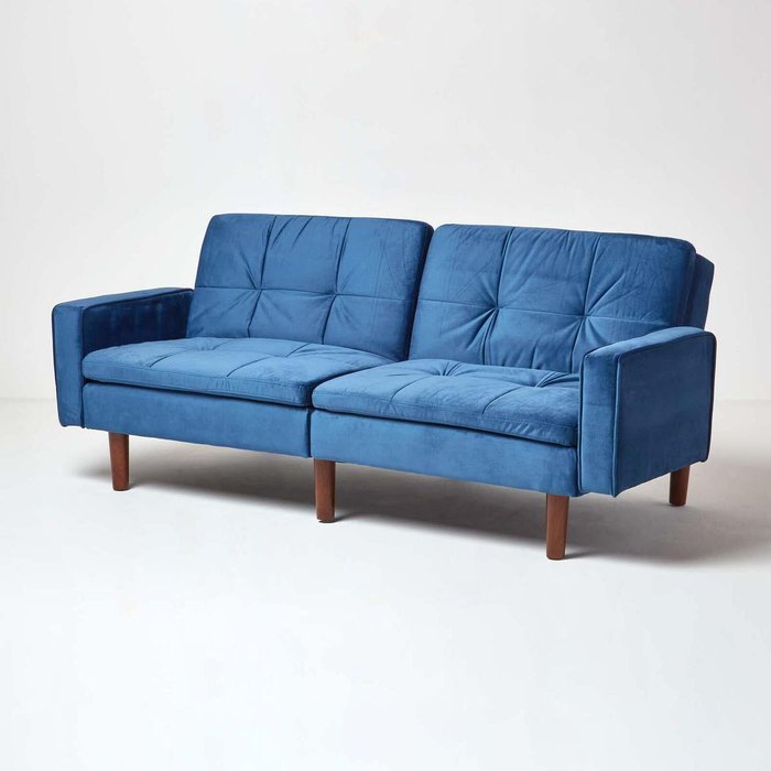 The Range | Homescapes Murphy Velvet Large 3 Seater Sofa Bed - Navy Homescapes Murphy Velvet Large 3 Seater Sofa Bed - Navy