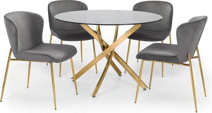 The Range | Julian Bowen Julian Bowen Set Of Montero Round Dining Table And 4 Harper Grey Chairs Julian Bowen Julian Bowen Set Of Montero Round Dining Table And 4 Harper Grey Chairs