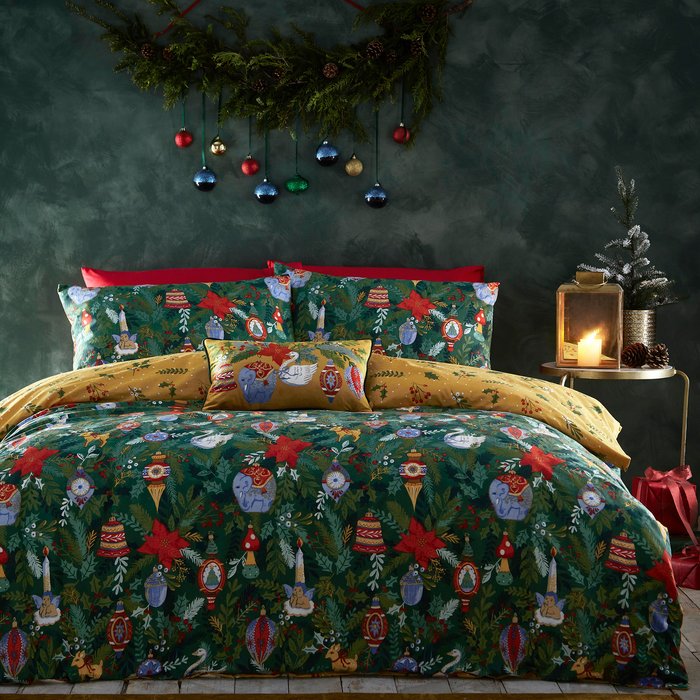 The Range | Riva Riva Deck The Halls Double Duvet Set Pine Green Riva Riva Deck The Halls Double Duvet Set Pine Green