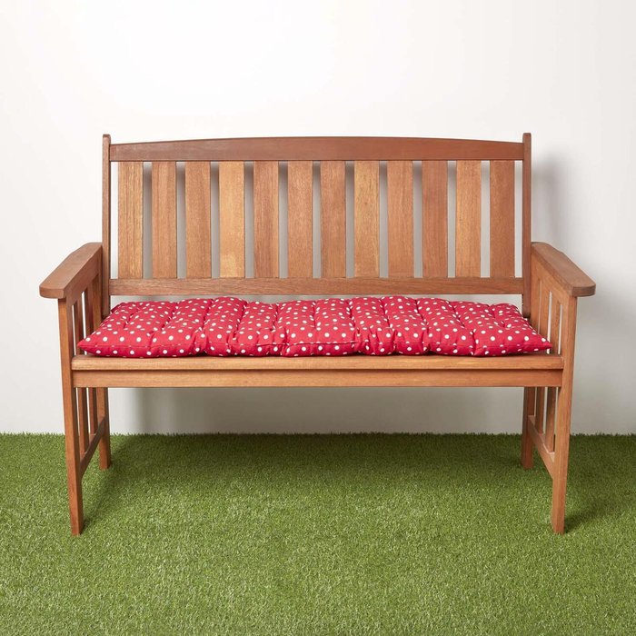 The Range | Homescapes Polka Dot Garden Bench Pad Cushion - Red Homescapes Polka Dot Garden Bench Pad Cushion - Red