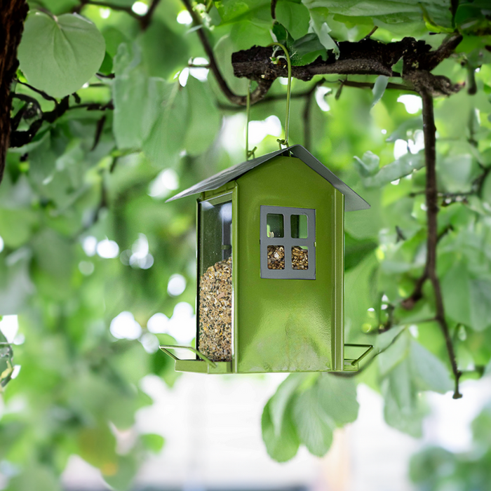 The Range | Garden Mile Beach Hut Bird Seed Feeder - Green Garden Mile Beach Hut Bird Seed Feeder - Green