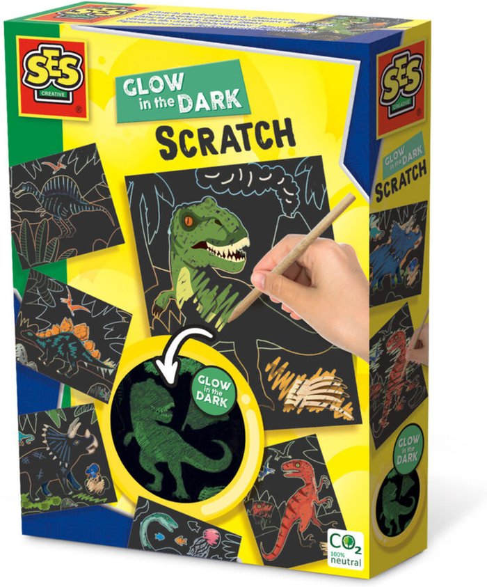 The Range | SES CREATIVE SES CREATIVE Dinosaurs Glow-in-the-Dark Scratch Card - 14285 - Yellow SES CREATIVE SES CREATIVE Dinosaurs Glow-in-the-Dark Scratch Card - 14285 - Yellow