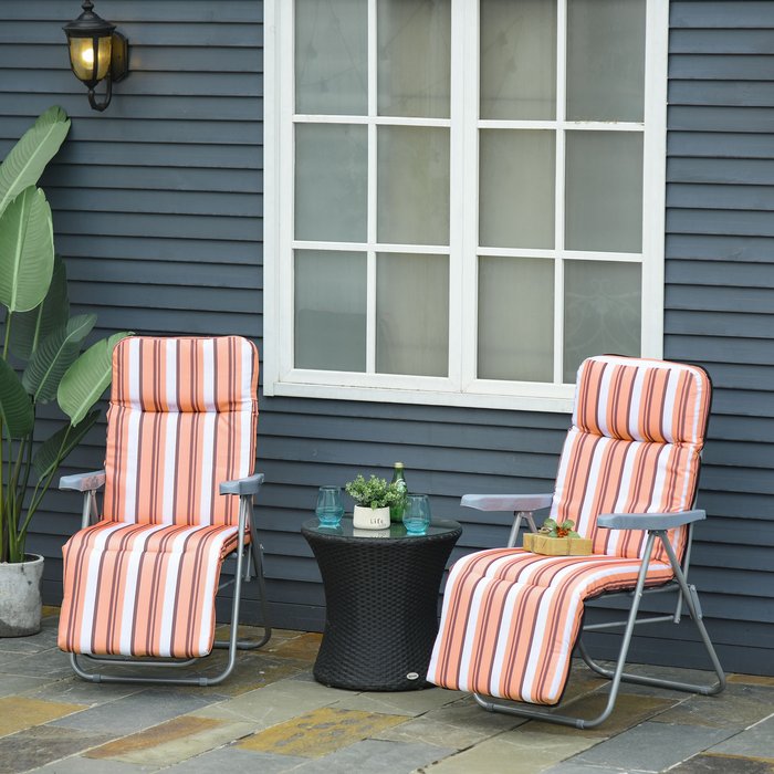 The Range | Outsunny Set of 2 Sun Lounger Reclining Chairs - Coffee Outsunny Set of 2 Sun Lounger Reclining Chairs - Coffee