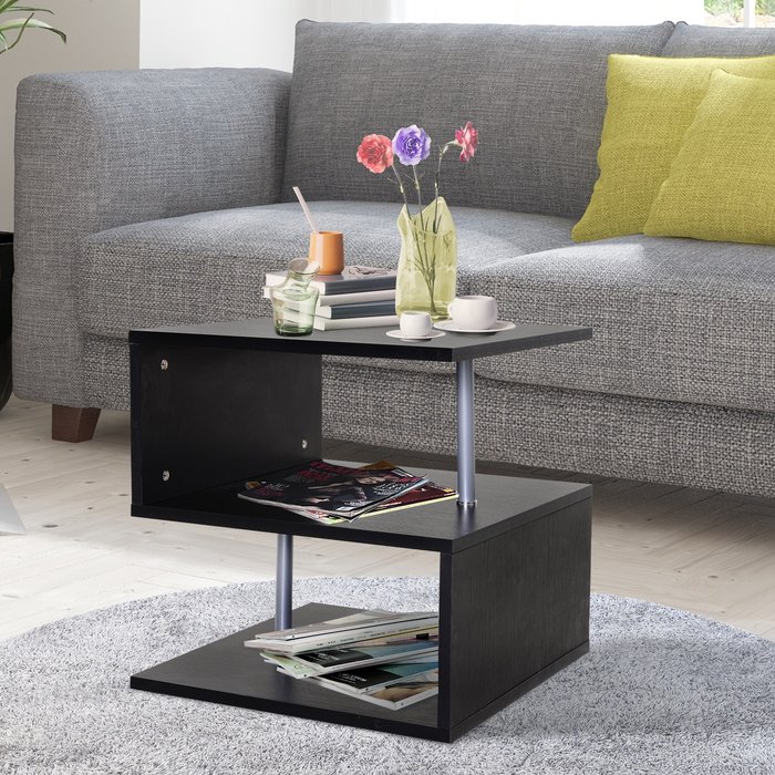 The Range | HOMCOM HOMCOM S Shaped Storage Display Side Table Black HOMCOM HOMCOM S Shaped Storage Display Side Table Black