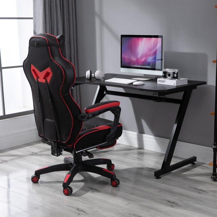The Range | HOMCOM Gaming Desk With Steel Frame with Headphone Holder - Black HOMCOM Gaming Desk With Steel Frame with Headphone Holder - Black