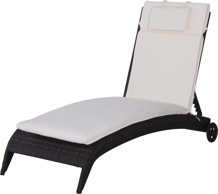 The Range | Outsunny Garden Sun Lounger Chair Cushion - Cream White Outsunny Garden Sun Lounger Chair Cushion - Cream White
