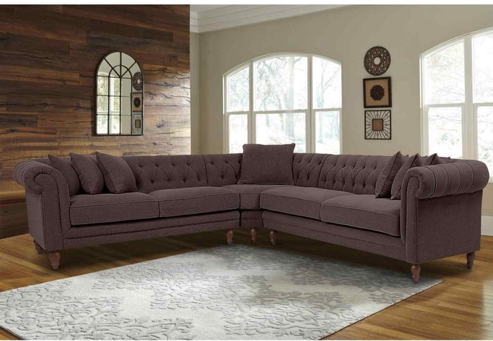 The Range | Simply Eleganza Elliot Chesterfield Corner Sofa in Velvet Fabric - Brown Simply Eleganza Elliot Chesterfield Corner Sofa in Velvet Fabric - Brown