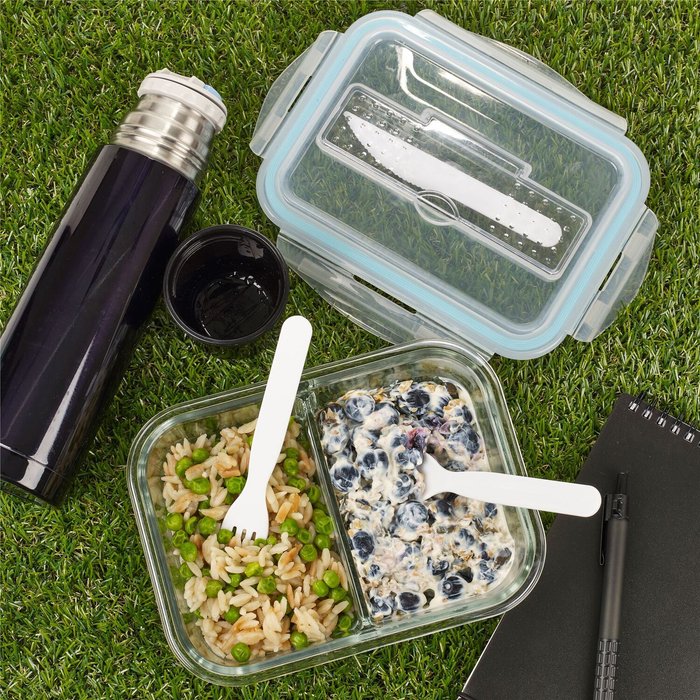 The Range | Homiu Homiu 2 Compartment Glass Container With Lids And Utensils Homiu Homiu 2 Compartment Glass Container With Lids And Utensils