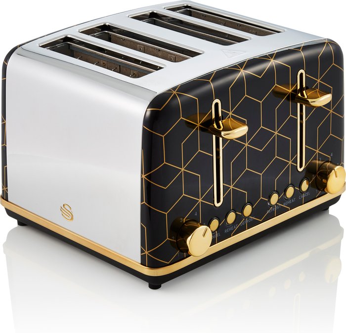 The Range | Swan Tribeca 4 Slice Toaster - Black and Gold Swan Tribeca 4 Slice Toaster - Black and Gold
