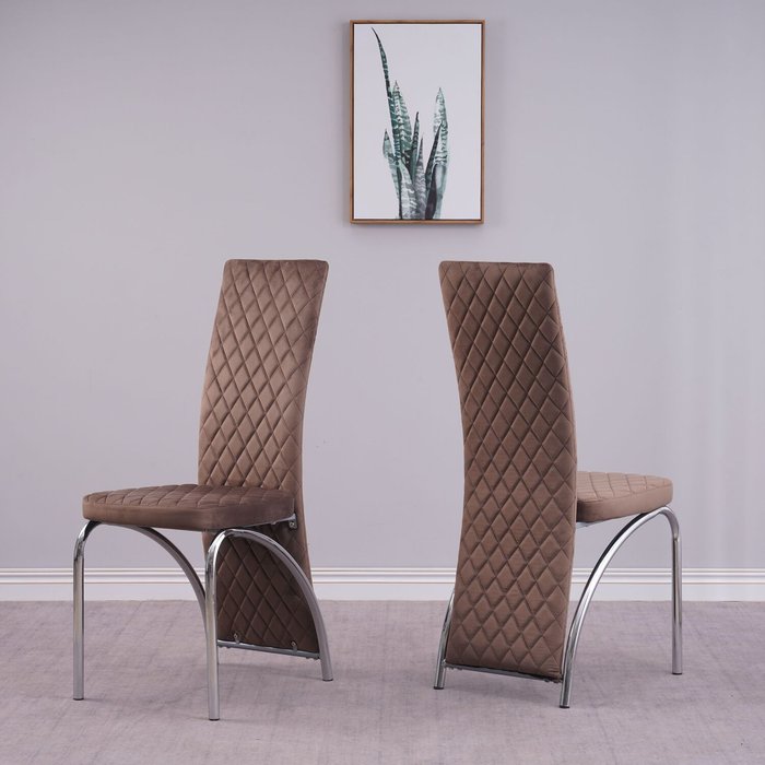 The Range | Modernique Irine Fabric Velvet Chairs - Brown Modernique Irine Fabric Velvet Chairs - Brown