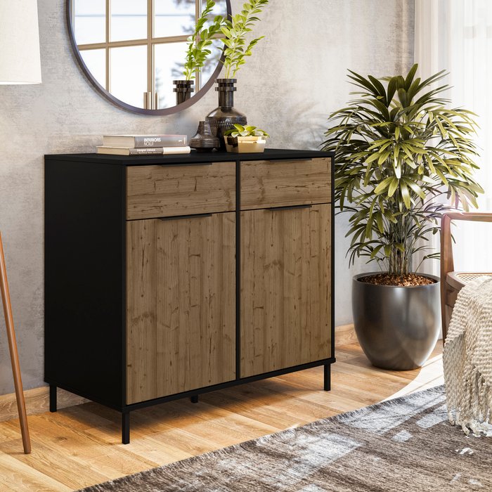 The Range | Seconique Madrid 2 Door Sideboard - Black Acacia Effect - Black Acacia Seconique Madrid 2 Door Sideboard - Black Acacia Effect - Black Acacia