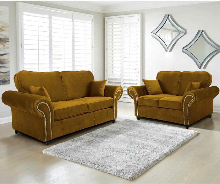 The Range | Simply Eleganza Oakana Luxury Plush Velvet 32 Sofa - Gold Simply Eleganza Oakana Luxury Plush Velvet 32 Sofa - Gold
