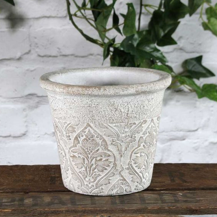 The Range | Kingsbury Gifts Baroque Plant Pot - White / 16cm Kingsbury Gifts Baroque Plant Pot - White / 16cm