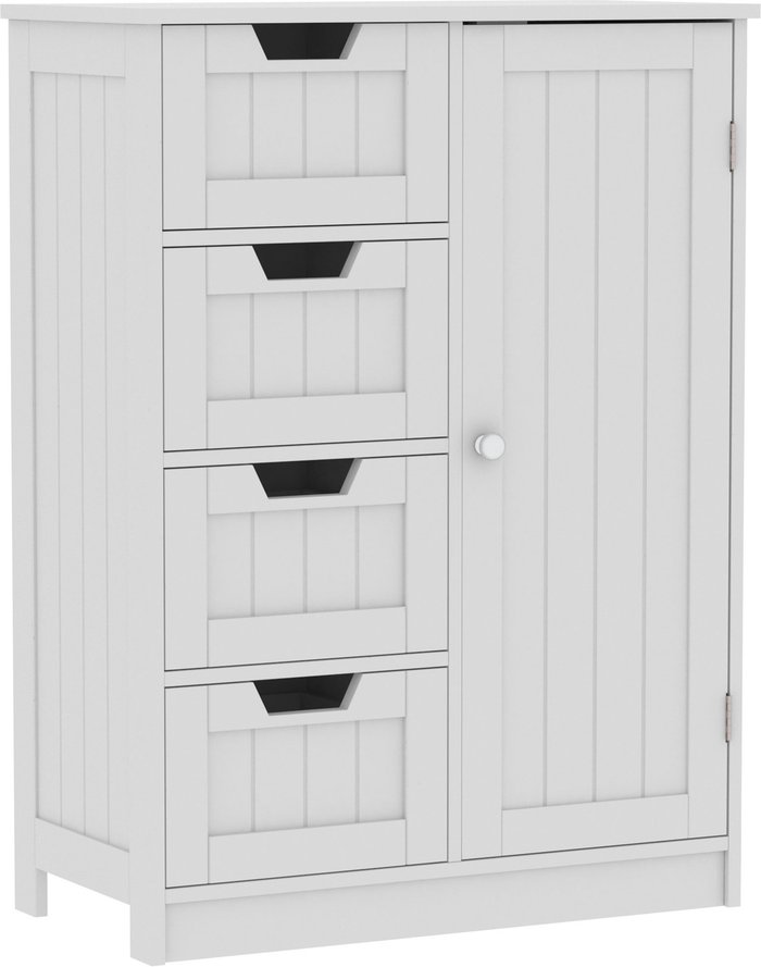 The Range | Priano 4 Drawer 1 Door Freestanding Unit - White Priano 4 Drawer 1 Door Freestanding Unit - White