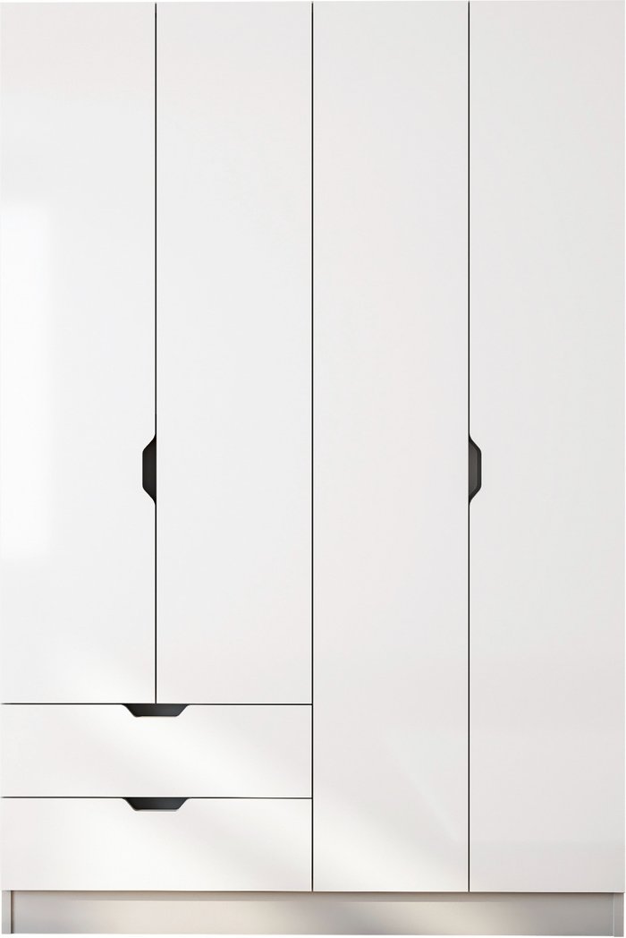 The Range | EVUHOME BERGEN 4 Door 2 Drawers White Wardrobe - White EVUHOME BERGEN 4 Door 2 Drawers White Wardrobe - White