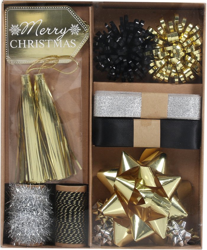 The Range | 16-Piece Black and Metallic Christmas Gift Wap Accessories Set 16-Piece Black and Metallic Christmas Gift Wap Accessories Set
