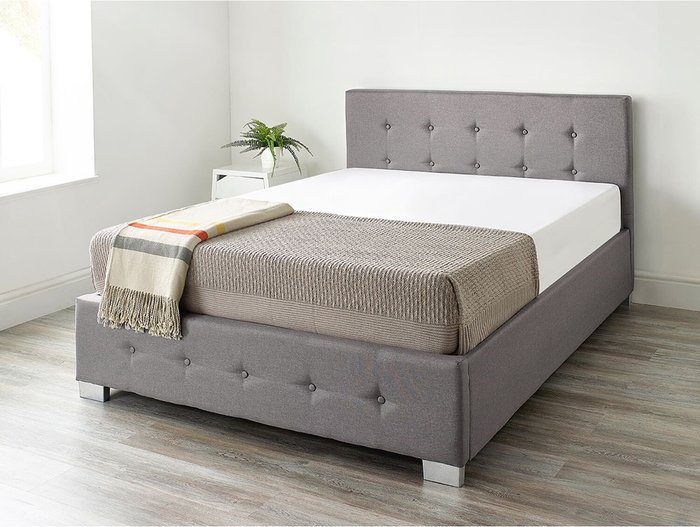 The Range | Aspire Aspire Upholstered Storage Ottoman Bed In Grey Linen Single Aspire Aspire Upholstered Storage Ottoman Bed In Grey Linen Single