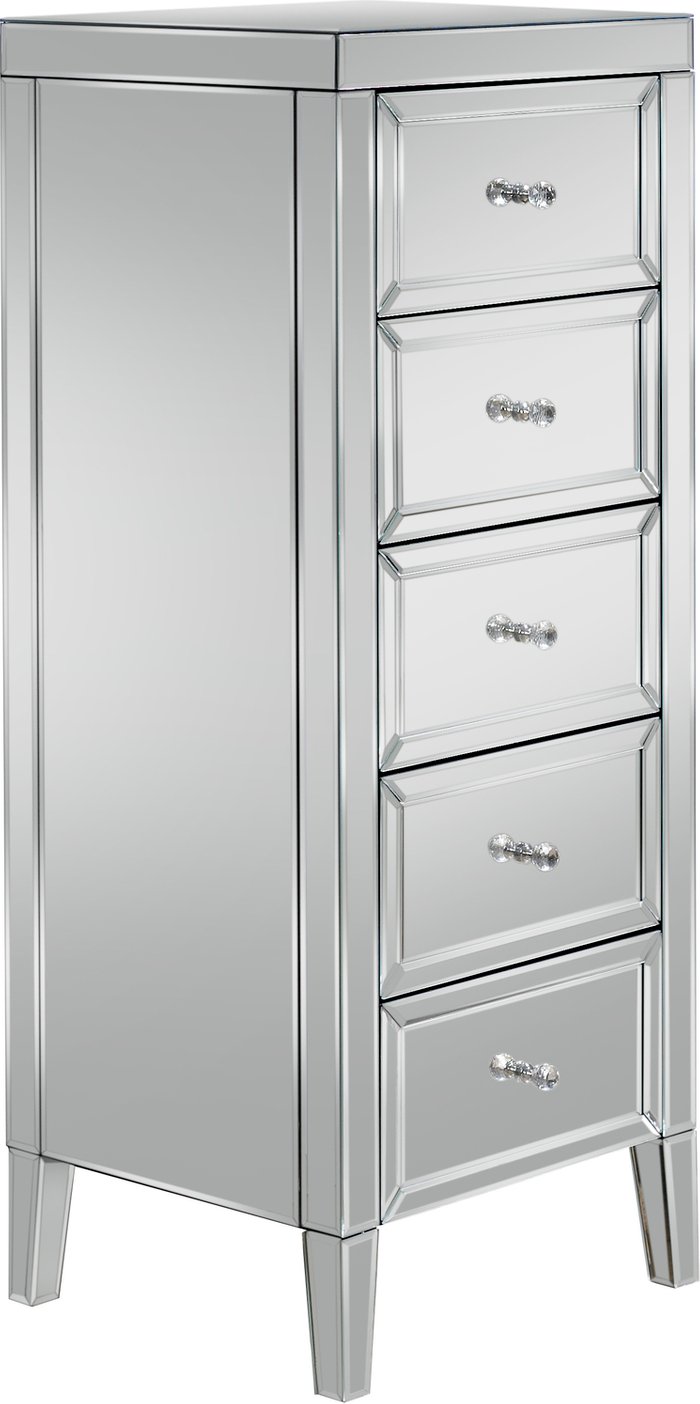The Range | Birlea Valencia 5 Drawer Narrow Chest - Mirrored Birlea Valencia 5 Drawer Narrow Chest - Mirrored