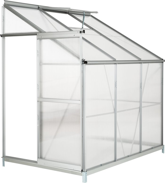 The Range | TECTAKE Tectake Greenhouse In Lean-to Style With Foundation 192X128X202cm Silver TECTAKE Tectake Greenhouse In Lean-to Style With Foundation 192X128X202cm Silver