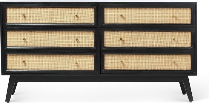 The Range | Desser Desser Venice Wide 6 Drawer Rattan Chest Unit In Black Desser Desser Venice Wide 6 Drawer Rattan Chest Unit In Black