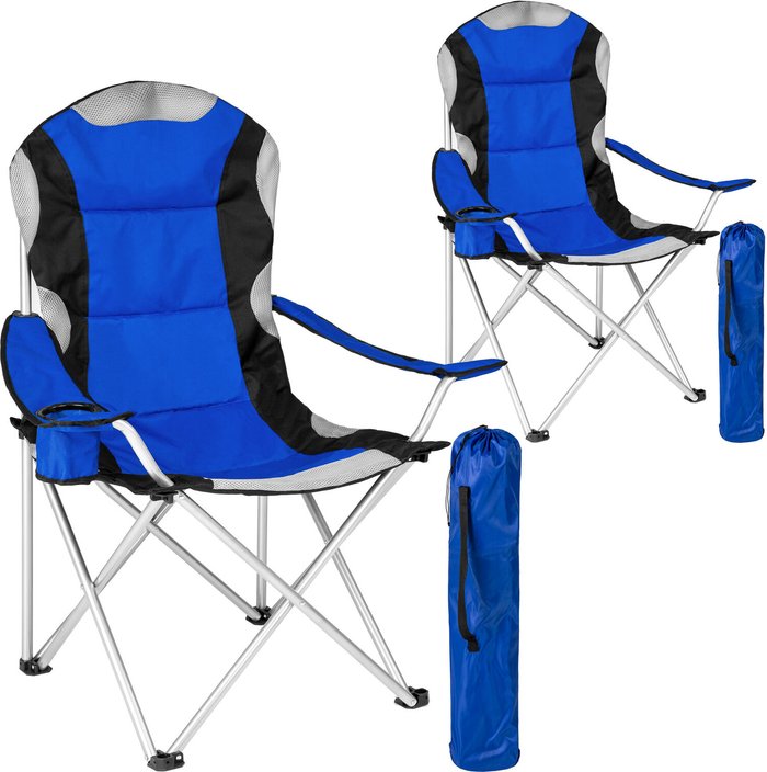 The Range | TECTAKE Set of 2 Lightweight Folding Camping Chairs - Blue TECTAKE Set of 2 Lightweight Folding Camping Chairs - Blue