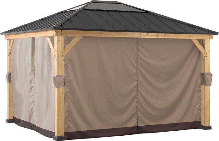 The Range | Sunjoy Sunjoy Curtain SOMA for Cedar wood Gazebo - 393cm x 452cm, Khaki Sunjoy Sunjoy Curtain SOMA for Cedar wood Gazebo - 393cm x 452cm, Khaki