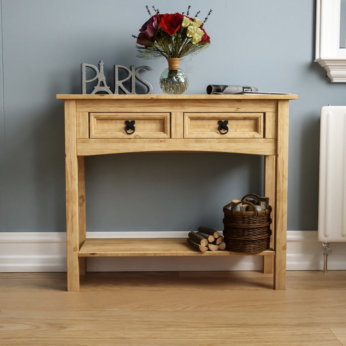 The Range | Corona 2 Drawer Console Table - Pine Corona 2 Drawer Console Table - Pine