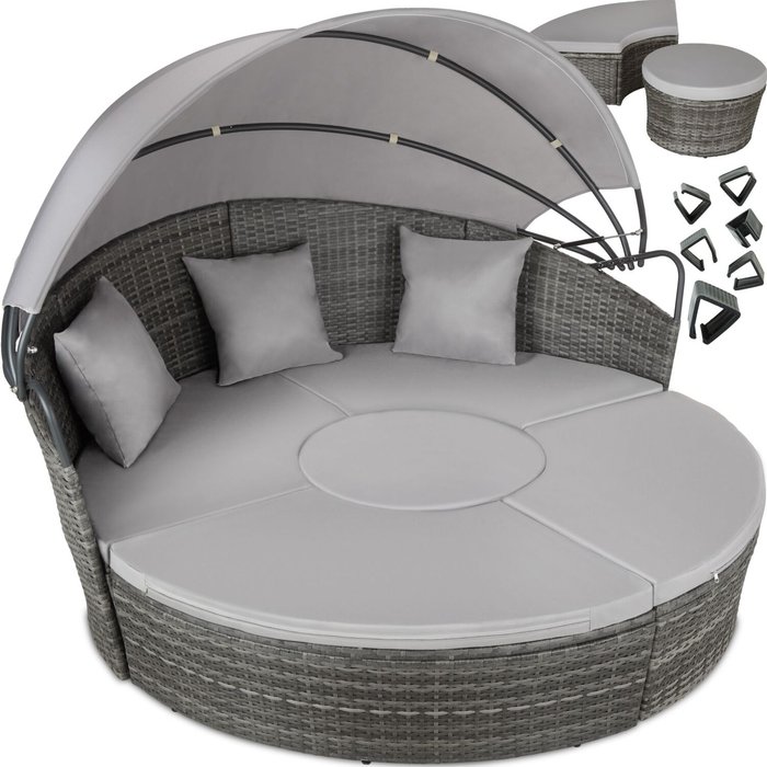 The Range | TECTAKE Tectake Island Rattan Sun Lounger Day Bed - Grey TECTAKE Tectake Island Rattan Sun Lounger Day Bed - Grey