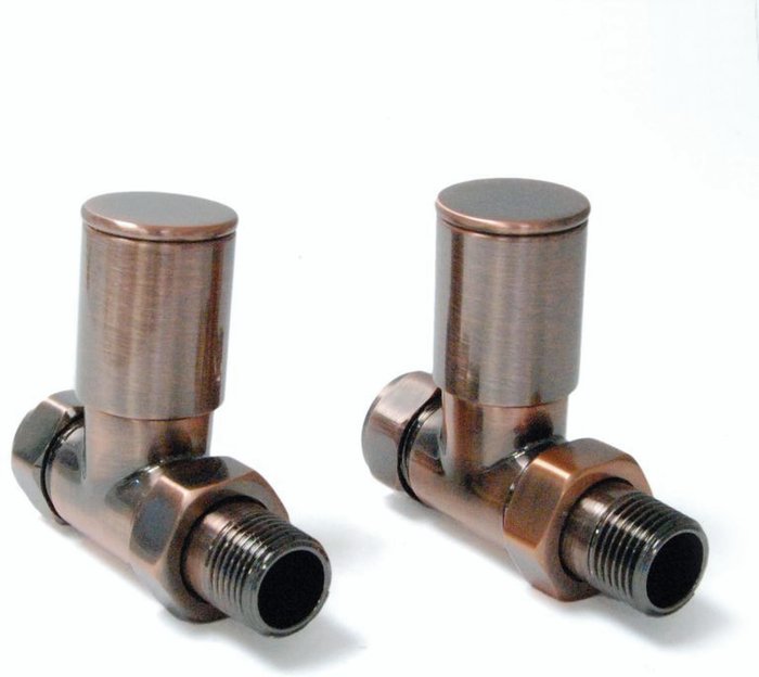 The Range | Towelrads Towelrads Modern Manual Straight Valve & Lockshield Set - Antique copper Towelrads Towelrads Modern Manual Straight Valve & Lockshield Set - Antique copper