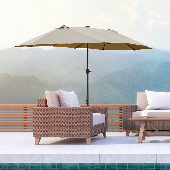 The Range | Outsunny 4.4m Double Sided Sun Parasol - Khaki Outsunny 4.4m Double Sided Sun Parasol - Khaki